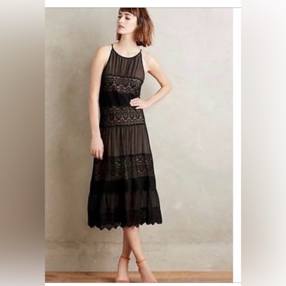 HD in Paris Dresses & Skirts - NWOT Anthropologie HD in Paris Villanella Black Tiered Lace Maxi Dress Small